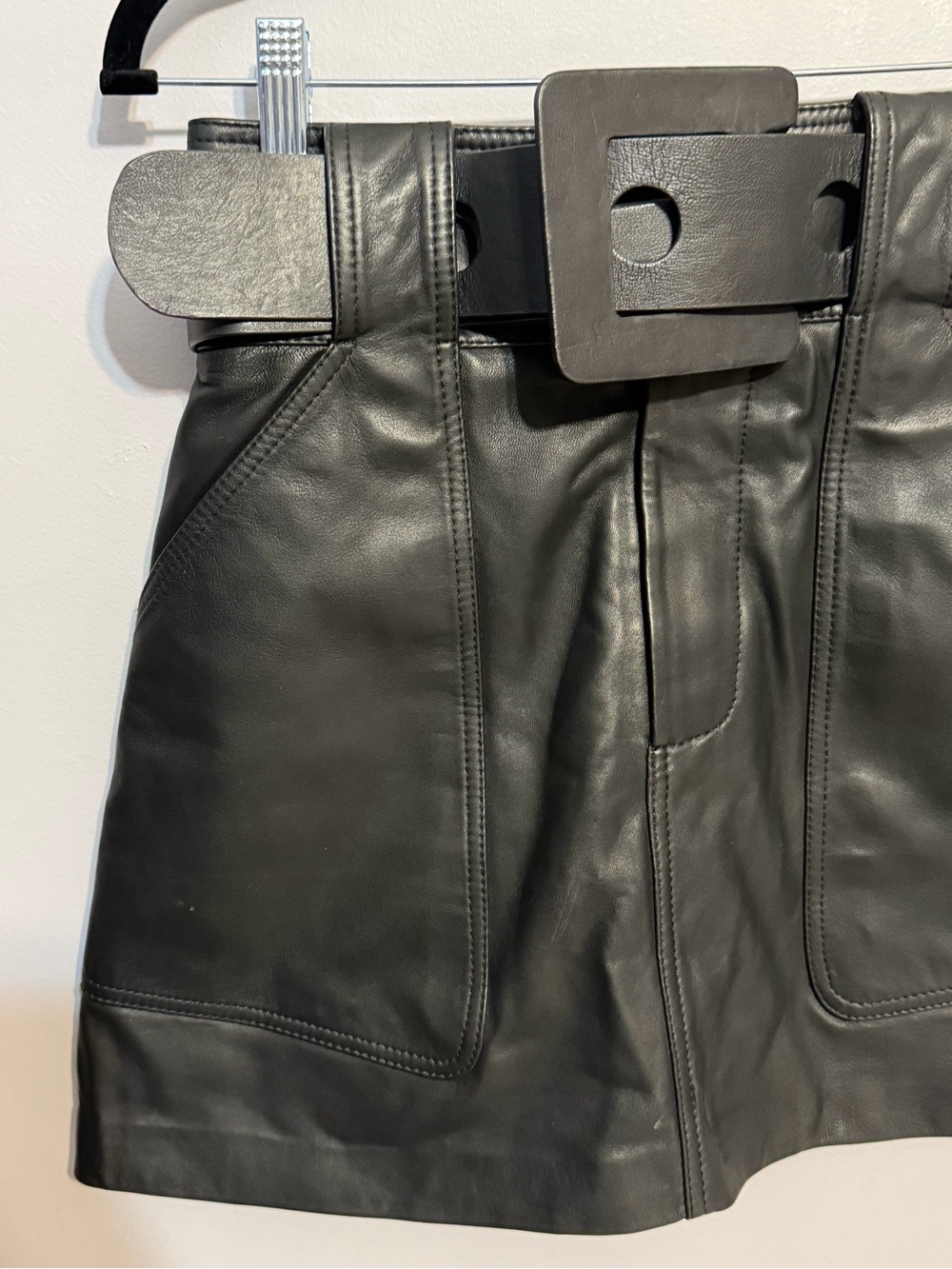 Sea New York Ayden Black Leather Belted Mini Skirt NWT Size 4 - Picture 8 of 14